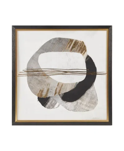 Madison Park Auric Beam Abstract Foil Framed Embellished Canvas In Black