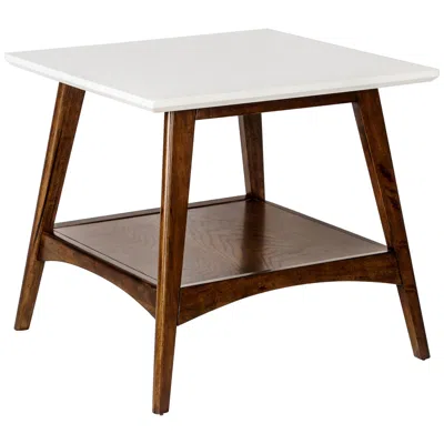Madison Park Avalon 24" Wide White And Pecan 1-shelf Wood End Table