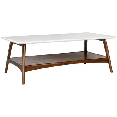 Madison Park Avalon 24"w Off-white Pecan Wood Rectangular Coffee Table