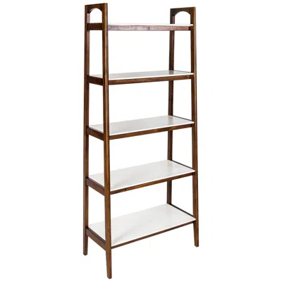 Madison Park Avalon 31" Wide Pecan Wood 4-shelf Bookcase