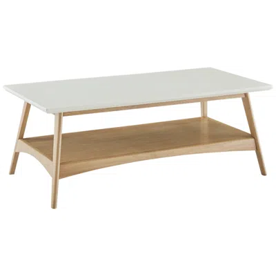 Madison Park Avalon 48" Wide Natural Wood Coffee Table In White