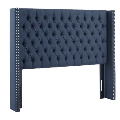 Madison Park Baldwin Navy Blue Fabric Tufted Adjustable Queen Headboard