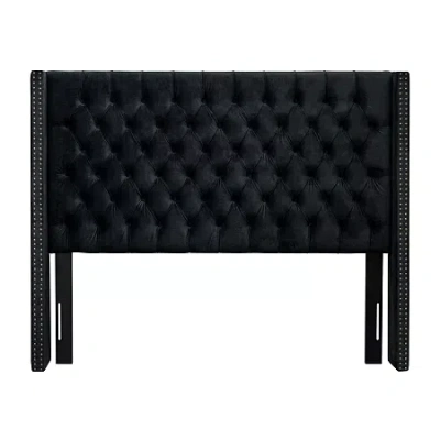 Madison Park Baldwin Queen Upholstered Tufted Headboard In Black