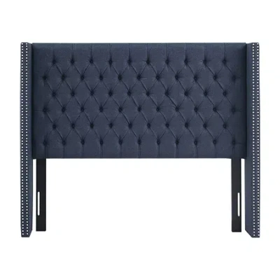 Madison Park Baldwin Queen Upholstered Tufted Headboard In Blue