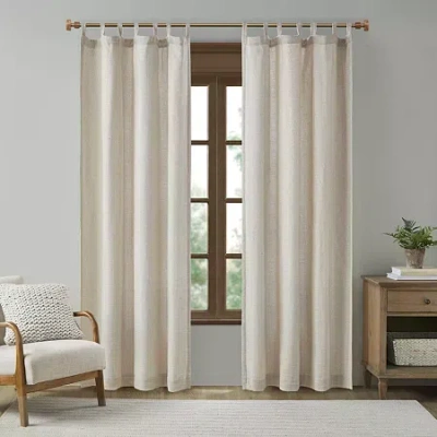 Madison Park Barnet 50"w X 84"l Tab Top Light-filtering Single Curtain Panel In White
