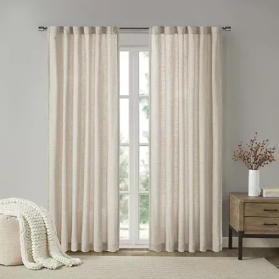 Madison Park Barnet Rod Pocket Back Tab Light-filtering Single Curtain Panel In White