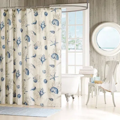 Madison Park Bayside Cotton Single Shower Curtain In Blue