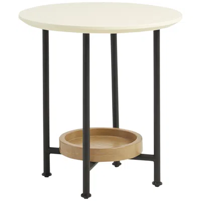 Madison Park Beauchamp 20" Wide Black Oval End Table In White