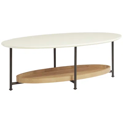Madison Park Beauchamp White 48" Wide Oval Wood Modern Coffee Table