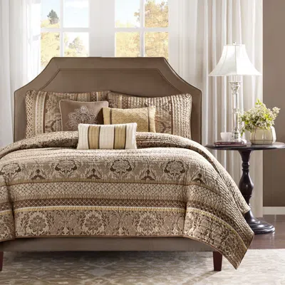 Madison Park Bellagio Brown And Gold Full/queen 6-piece Coverlet Set