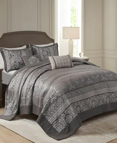 Madison Park Bellagio Quilted 5-pc. Bedspread Set, King In Gray
