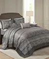 Madison Park Bellagio Quilted 5-pc. Bedspread Set, Queen In Gray