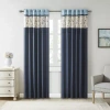 Madison Park Belle 50"w X 84"l Rod Pocket Back Tab Embroidered Light-filtering Single Curtain Panel In Blue