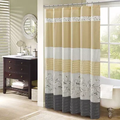 Madison Park Belle Embroidered Shower Curtain In Yellow