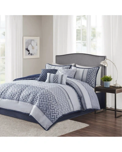 Madison Park Bennett Jacquard Comforter Set In Blue