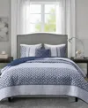 Madison Park Bennett Reversible Jacquard 4-pc. Quilt Set, King/california King In Blue