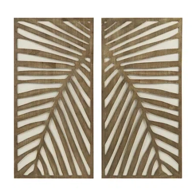 Madison Park Birch Palms Two-tone Wood Panel 2-pc. Wall Art Set In Brown