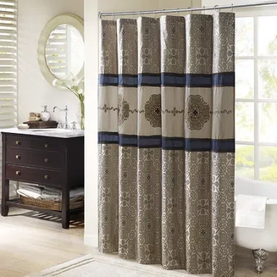 Madison Park Blaine Shower Curtain In Blue