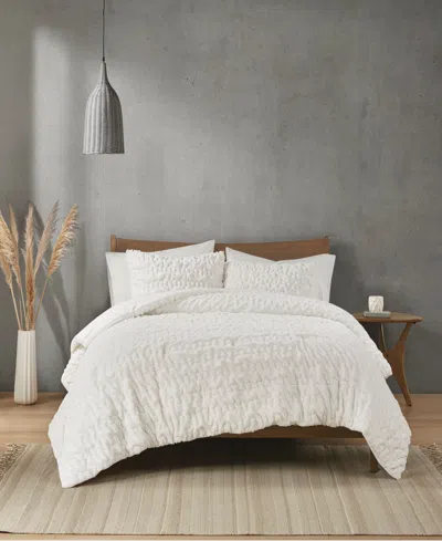 Madison Park Blair Ruched 3-pc. Faux Fur Comforter Set, King/california King In Ivory