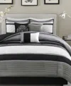Madison Park Blaire Faux-silk 7-pc. Comforter Set, Queen In Gray