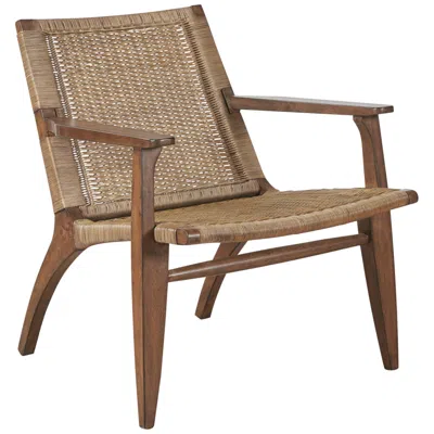 Madison Park Blakeley Natural Rattan Camel Oak Wood Accent Chair In Brown