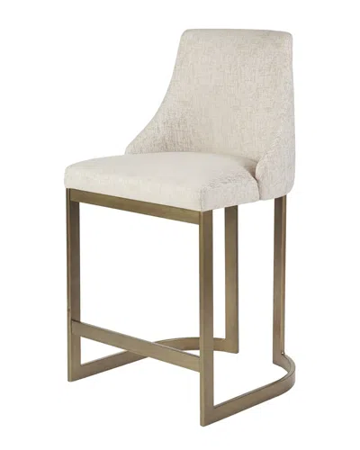 Madison Park Bryce 26"h Upholstered Counter Stool With Metal Base In Cream