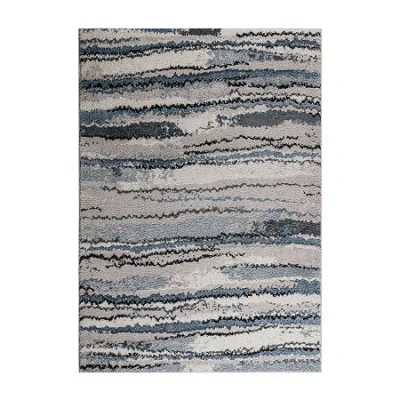 Madison Park Cadence Cozy Shag Abstract Machine Woven Skid Resistant Indoor Rectangular Area Rug In Blue