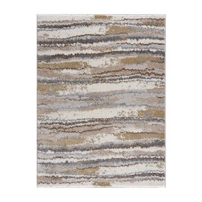 Madison Park Cadence Cozy Shag Abstract Machine Woven Skid Resistant Indoor Rectangular Area Rug In Sand