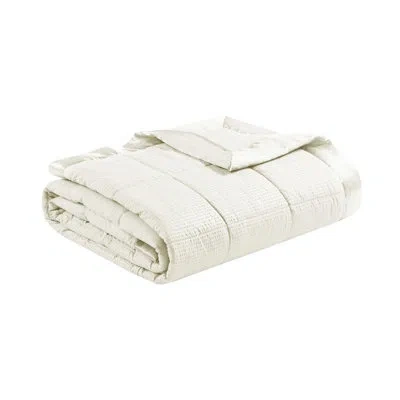 Madison Park Cambria Oversized Down Alternative Blanket With Satin Trim In Ivory