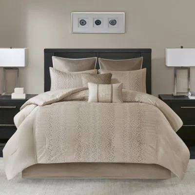 Madison Park Camelia 8 Piece Embroidered Comforter Set In Natural