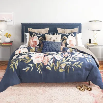 Madison Park Camillia 8 Piece Cotton Comforter Set In Navy