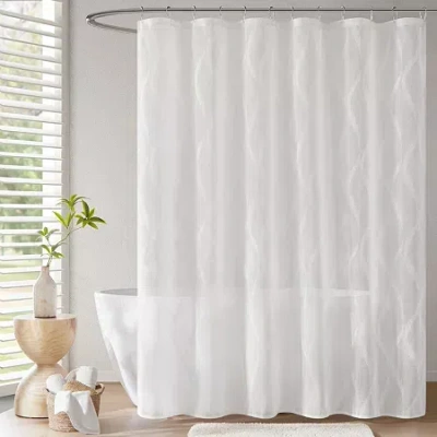 Madison Park Candice Sheer Shower Curtain In White