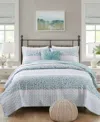 Madison Park Caralie Seersucker 4 Piece Quilt Set, King/california King In Aqua
