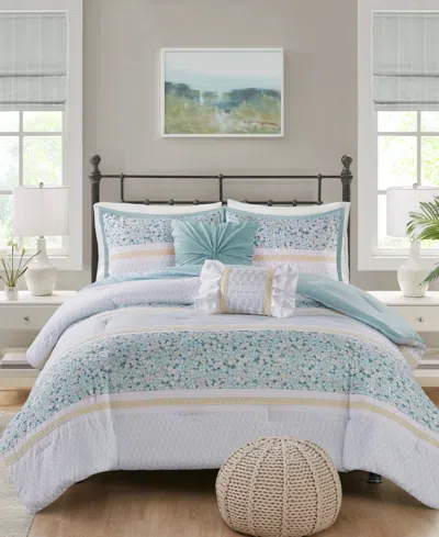 Madison Park Caralie Seersucker 5-pc. Comforter Set, King/california King In Aqua