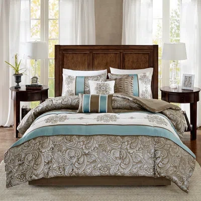 Madison Park Caroline Jacquard 7 Piece Comforter Set In Blue