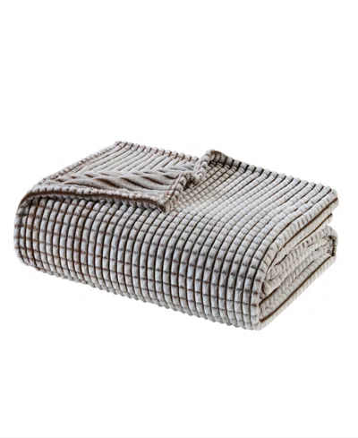 Madison Park Carved Plush Blanket, King In Brown