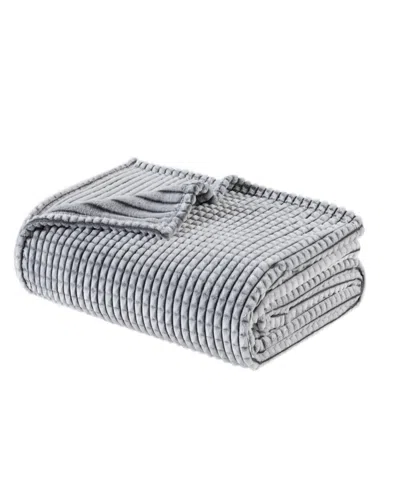 Madison Park Carved Plush Blanket, King In Grey
