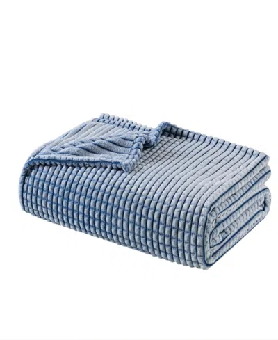 Madison Park Carved Plush Blanket, Twin In Blue