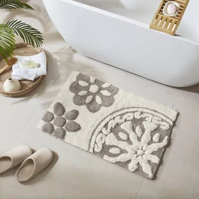 Madison Park Casablanca Medallion Cotton Tufted Bath Rug In Brown