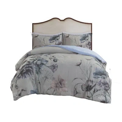 Madison Park Cassandra 3 Piece Cotton Duvet Cover Set In Blue