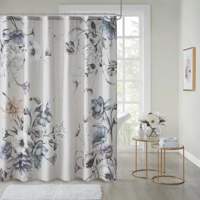 Madison Park Cassandra Printed Cotton Shower Curtain In Blue