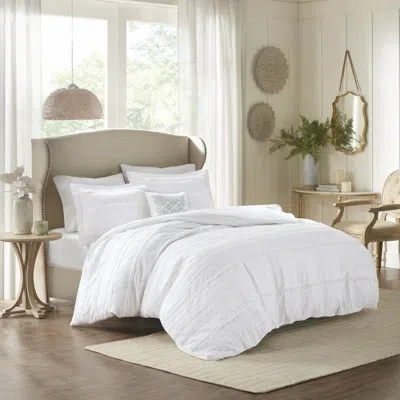 Madison Park Celeste 4 Piece Microfiber 2-in-1 Duvet Set In White