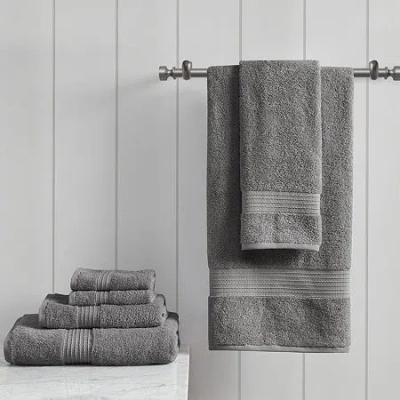 Madison Park Certified 100% Organic Cotton 6-pc. Solid Bath Towel Set In Gray