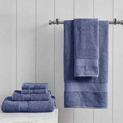 Madison Park Certified 100% Organic Cotton 6-pc. Solid Bath Towel Set In Blue
