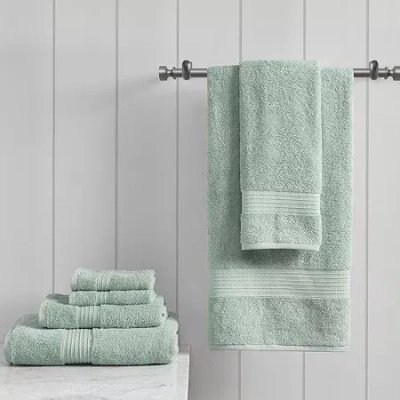 Madison Park Certified 100% Organic Cotton 6-pc. Solid Bath Towel Set In Green