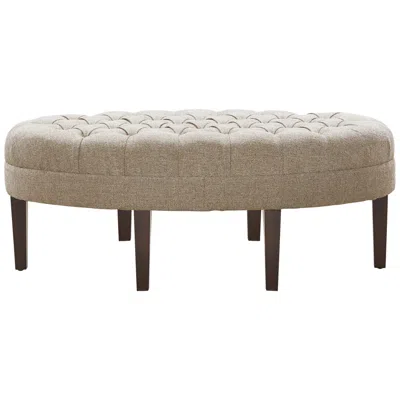 Madison Park Chase Linen Fabric Tufted Surfboard Ottoman