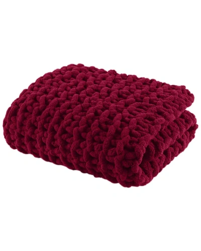 Madison Park Chenille Chunky Knit Throw In Burgundy