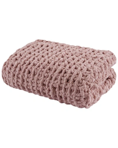 Madison Park Chenille Chunky Knit Throw In Pink