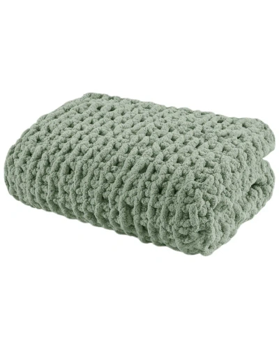 Madison Park Chenille Chunky Knit Throw In Green