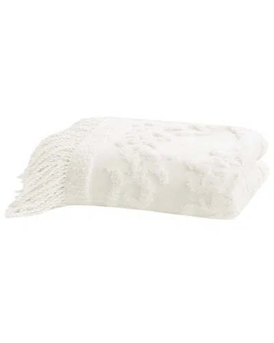 Madison Park Chloe Cotton Tufted Chenille Lightweight Throw In White